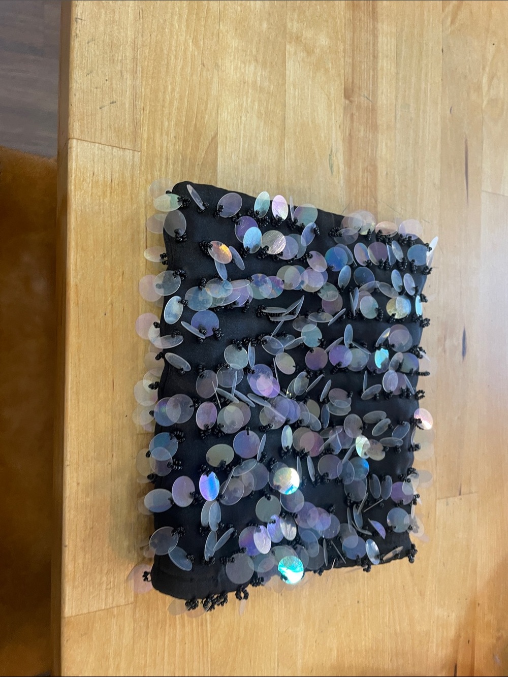 Black Sequin Accent Evening Clutch